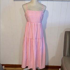 J. Crew Pink Checkered Maxi Dress
